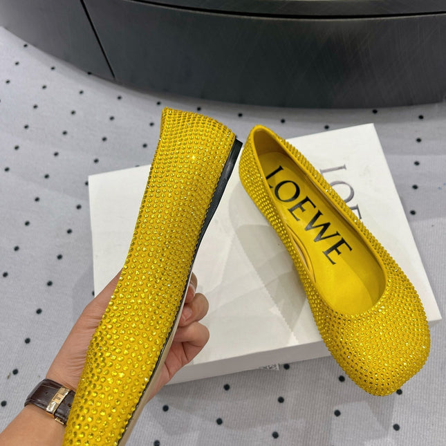 Toy ballerina in suede and allover rhinestones yellow