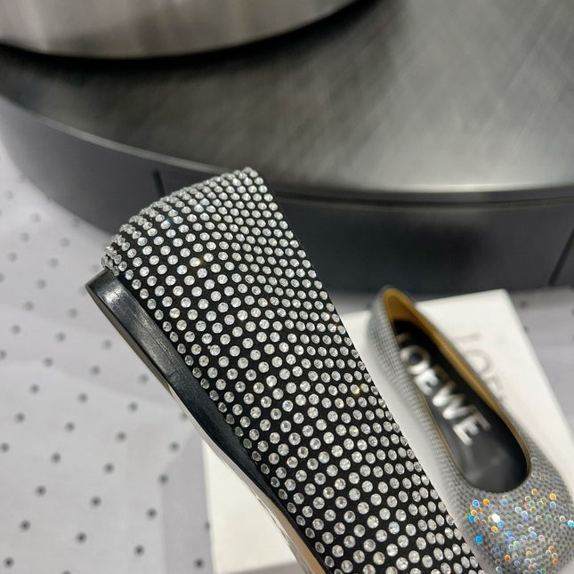 Toy ballerina in suede and allover rhinestones black