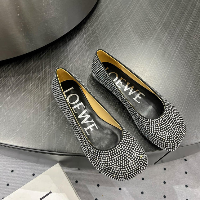 Toy ballerina in suede and allover rhinestones black