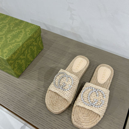 GG INTERLOCKING G ESPADRILLE CREAM FABRIC