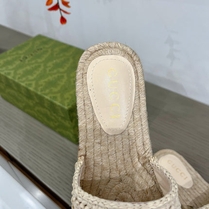 GG INTERLOCKING G ESPADRILLE CREAM FABRIC