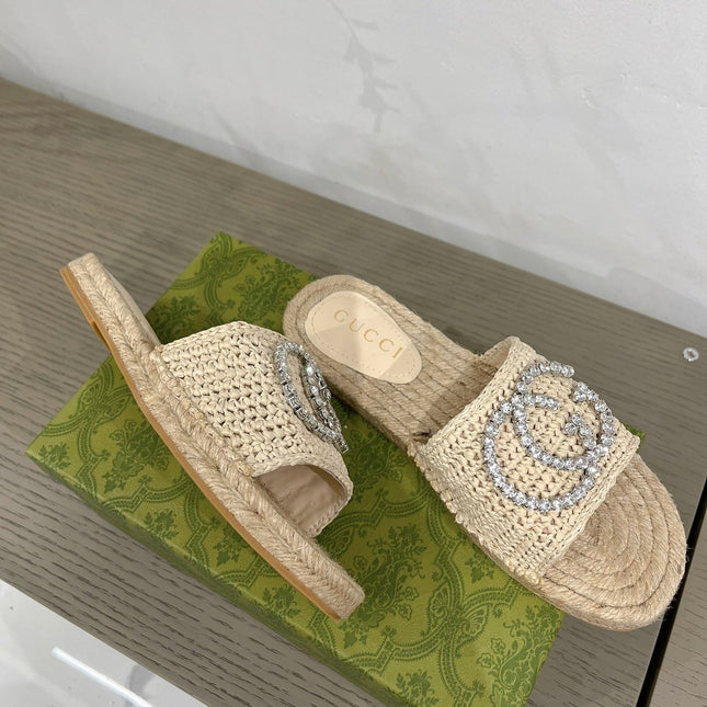 GG INTERLOCKING G ESPADRILLE CREAM FABRIC