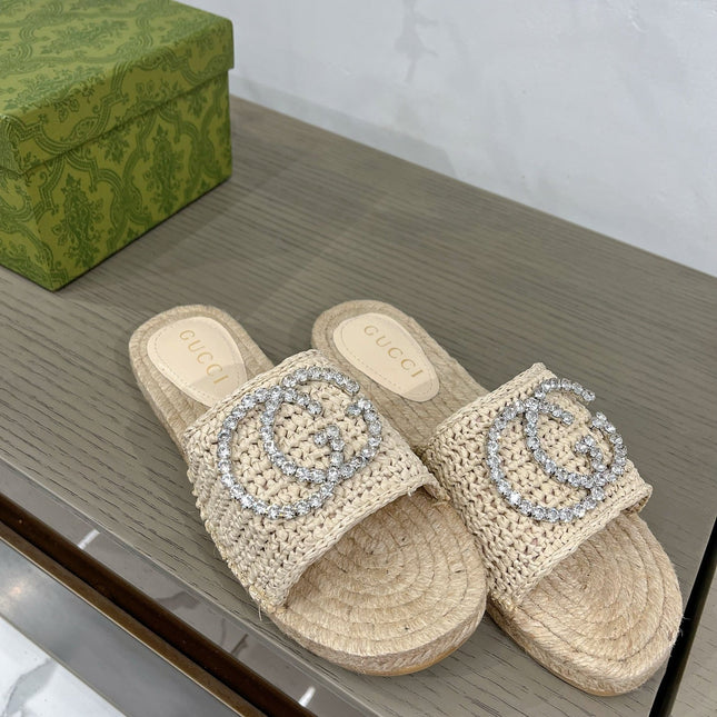 GG INTERLOCKING G ESPADRILLE CREAM FABRIC