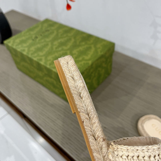 GG INTERLOCKING G ESPADRILLE CREAM FABRIC