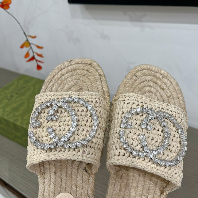 GG INTERLOCKING G ESPADRILLE CREAM FABRIC