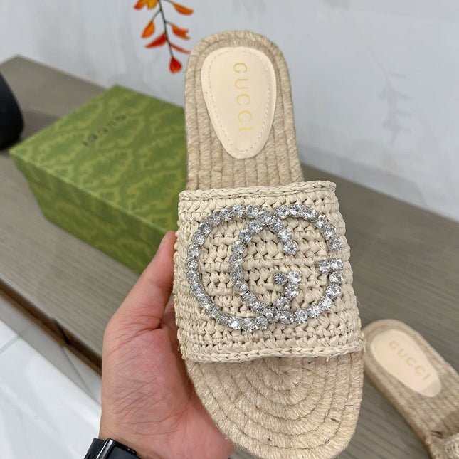 GG INTERLOCKING G ESPADRILLE CREAM FABRIC