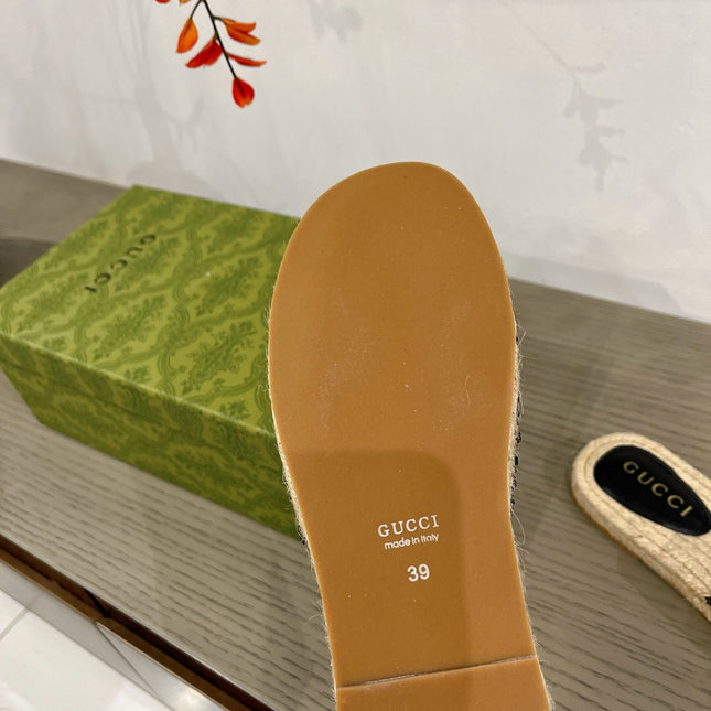 GG INTERLOCKING G ESPADRILLE BLACK FABRIC