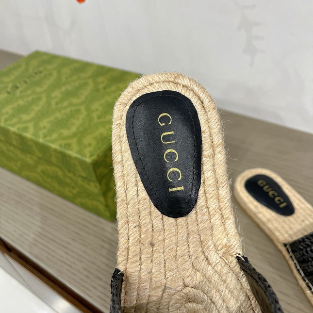 GG INTERLOCKING G ESPADRILLE BLACK FABRIC