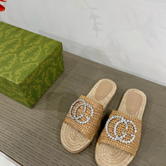 GG INTERLOCKING G ESPADRILLE COPPER FABRIC