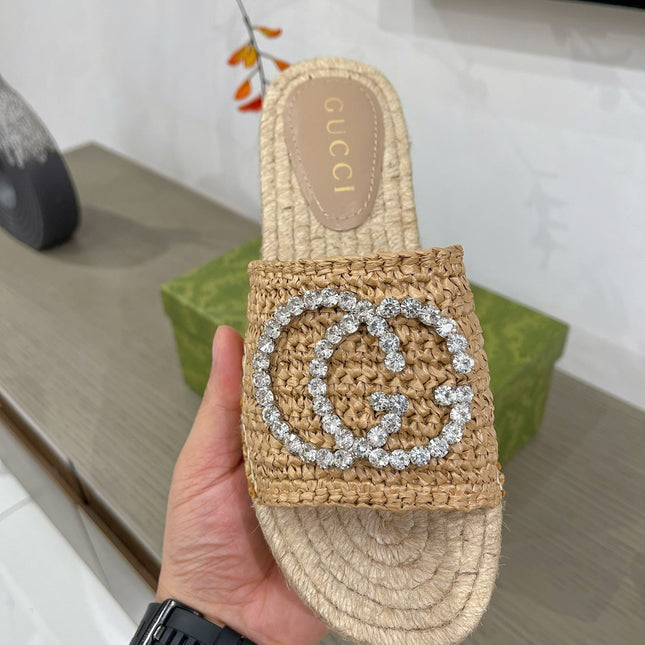 GG INTERLOCKING G ESPADRILLE COPPER FABRIC