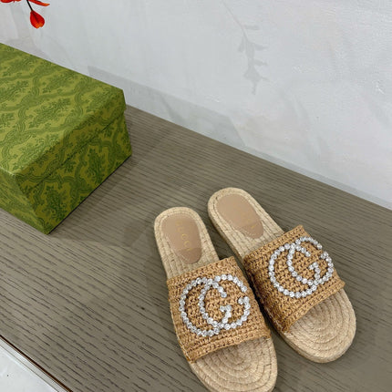 GG INTERLOCKING G ESPADRILLE COPPER FABRIC