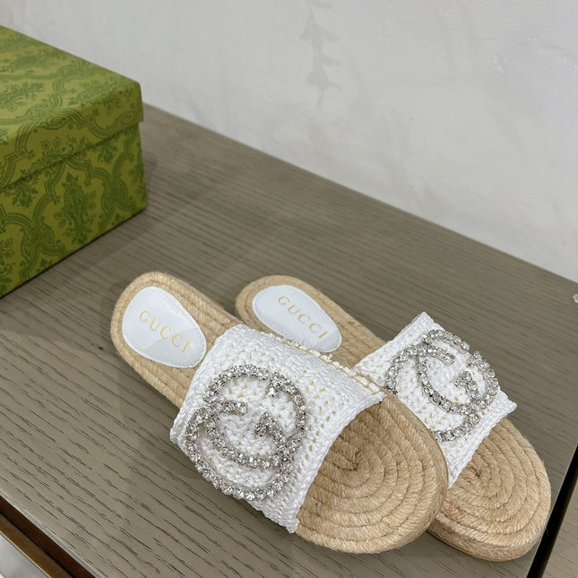 GG INTERLOCKING G ESPADRILLE WHITE FABRIC
