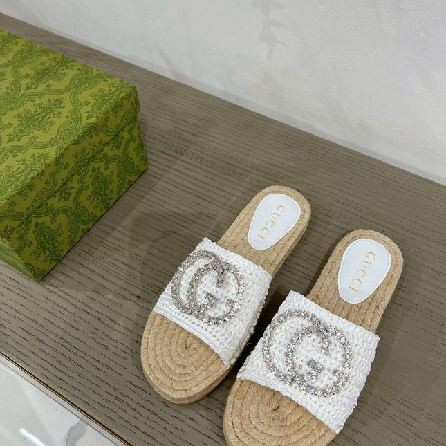 GG INTERLOCKING G ESPADRILLE WHITE FABRIC