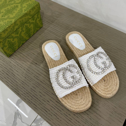 GG INTERLOCKING G ESPADRILLE WHITE FABRIC