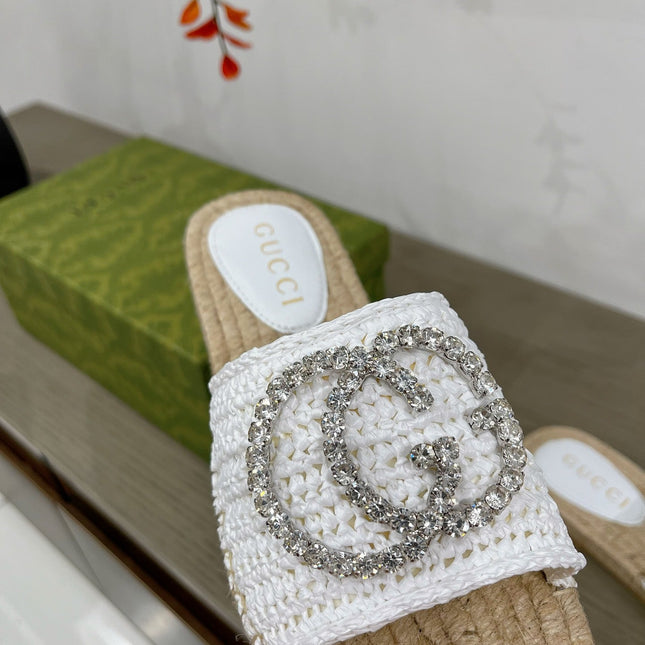 GG INTERLOCKING G ESPADRILLE WHITE FABRIC