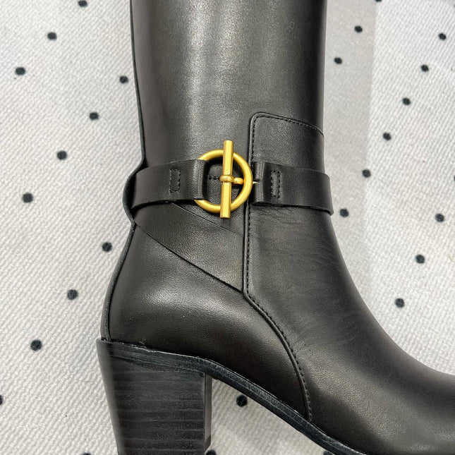 JUSTINE BOOT 6 CM IN BLACK CALFSKIN