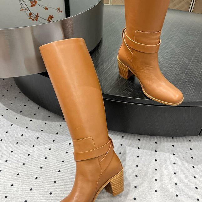 JUSTINE BOOT 6 CM IN BRONZE BROWN CALFSKIN