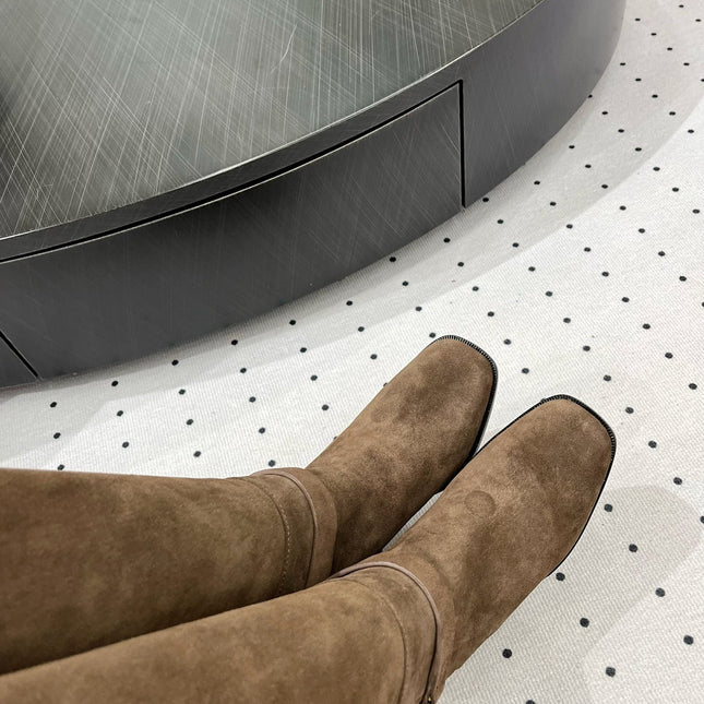 JUSTINE BOOT 6 CM IN CHOCOLATE BROWN SUEDE