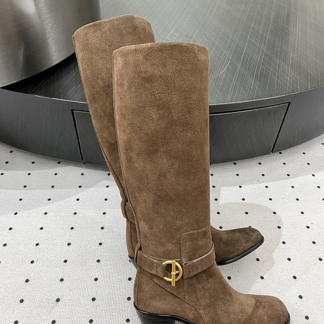 JUSTINE BOOT 6 CM IN CHOCOLATE BROWN SUEDE