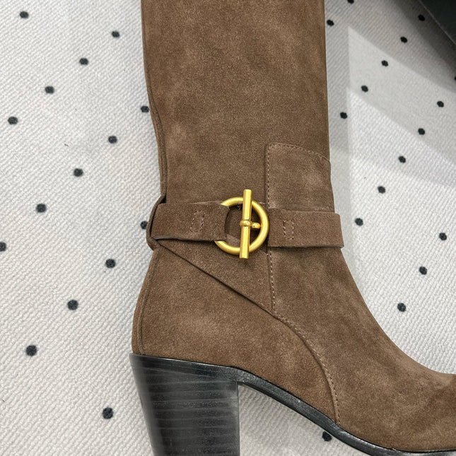 JUSTINE BOOT 6 CM IN CHOCOLATE BROWN SUEDE