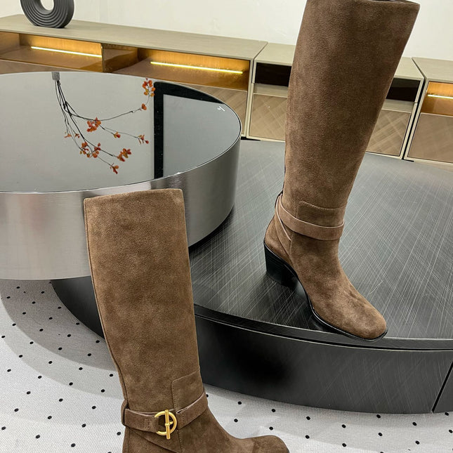 JUSTINE BOOT 6 CM IN CHOCOLATE BROWN SUEDE