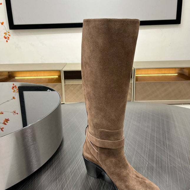 JUSTINE BOOT 6 CM IN CHOCOLATE BROWN SUEDE