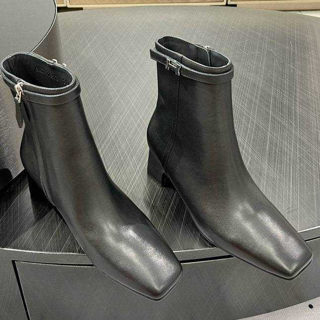 HOMMAGE ANKLE BOOT 5 CM IN BLACK CALFSKIN