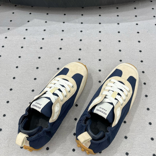 TRAIL SNEAKER IN IVORY TAN MIX SPACE BLUE SUEDE