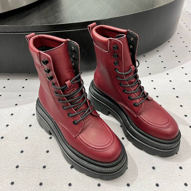 ANKLE BOOTS 55 MM IN BURGUNDY RED CALFSKIN