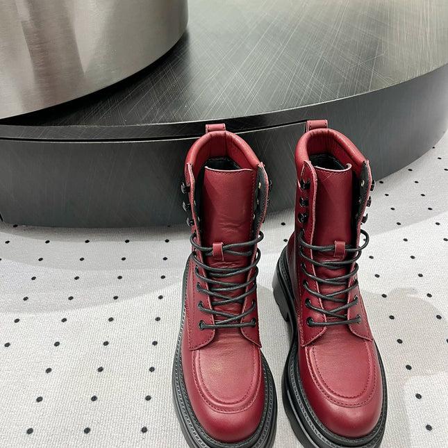 ANKLE BOOTS 55 MM IN BURGUNDY RED CALFSKIN