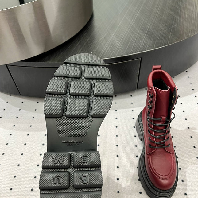 ANKLE BOOTS 55 MM IN BURGUNDY RED CALFSKIN