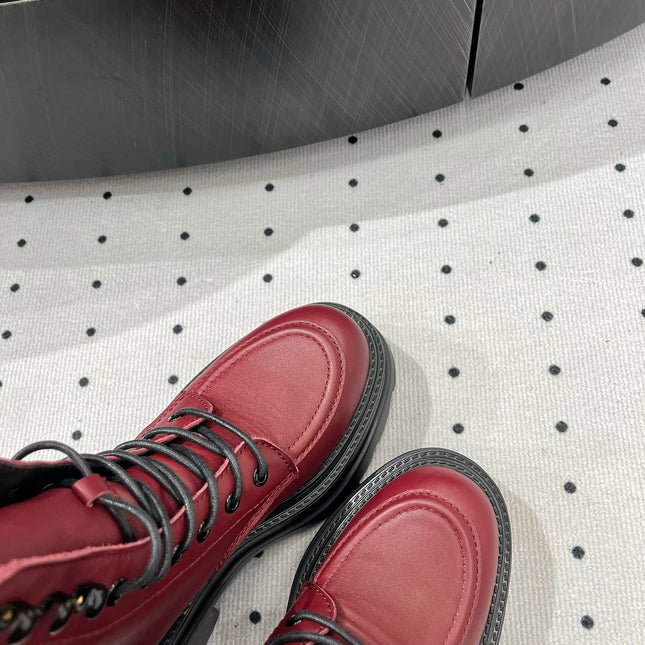 ANKLE BOOTS 55 MM IN BURGUNDY RED CALFSKIN