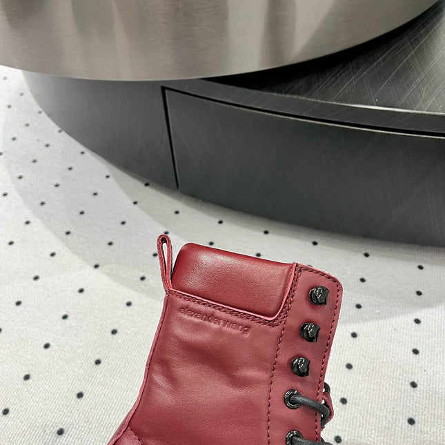 ANKLE BOOTS 55 MM IN BURGUNDY RED CALFSKIN