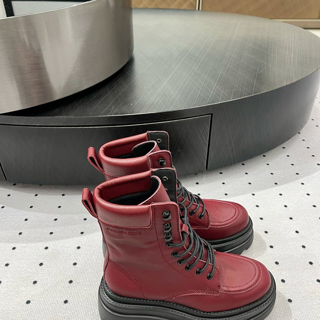 ANKLE BOOTS 55 MM IN BURGUNDY RED CALFSKIN