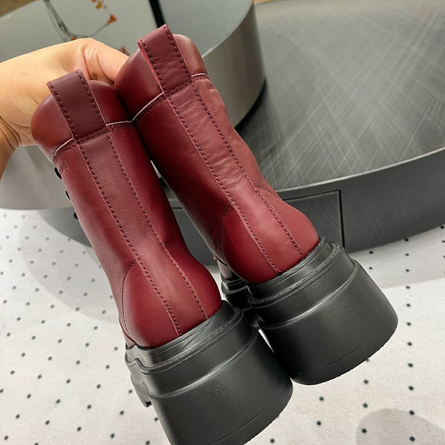 ANKLE BOOTS 55 MM IN BURGUNDY RED CALFSKIN