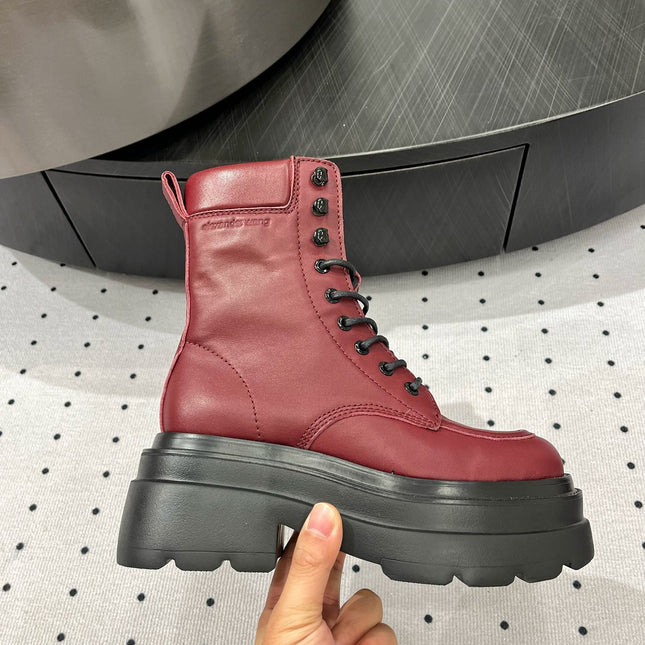 ANKLE BOOTS 55 MM IN BURGUNDY RED CALFSKIN