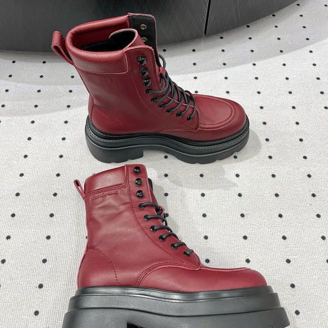 ANKLE BOOTS 55 MM IN BURGUNDY RED CALFSKIN