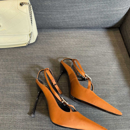 HIGH SANDAL ATTACHED GEM IN TANGELO ORANGE SILK