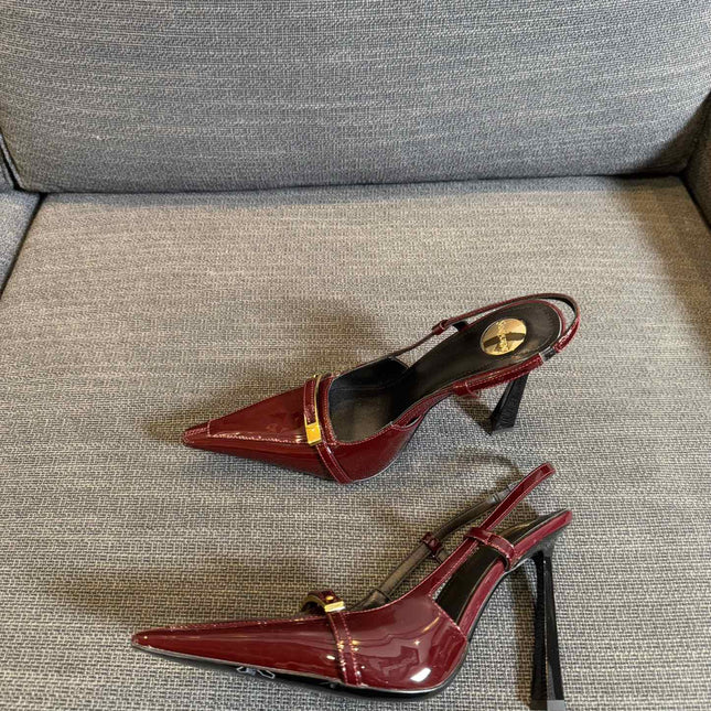 JACQUELINE SLINGBACK PUMPS IN WINE RED PATENT LAMBSKIN