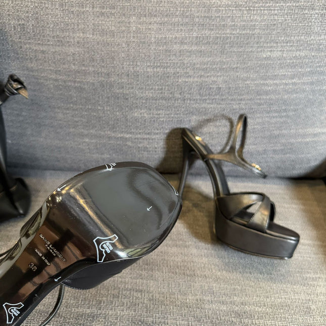DEBBIE PLATFORM SANDALS IN BLACK SMOOTH LAMBSKIN