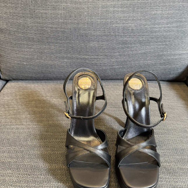 DEBBIE PLATFORM SANDALS IN BLACK SMOOTH LAMBSKIN