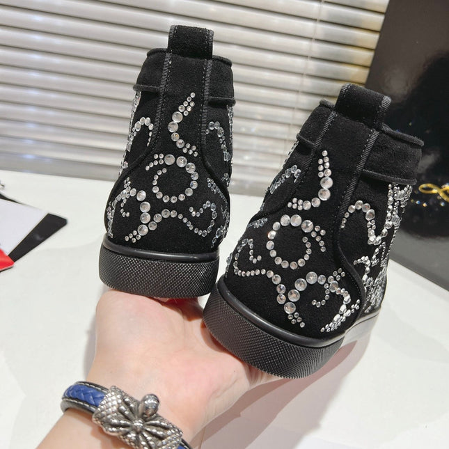 OCTOLOUIS STRASS STUDDED HIGH-TOP SNEAKERS IN BLACK VELVET