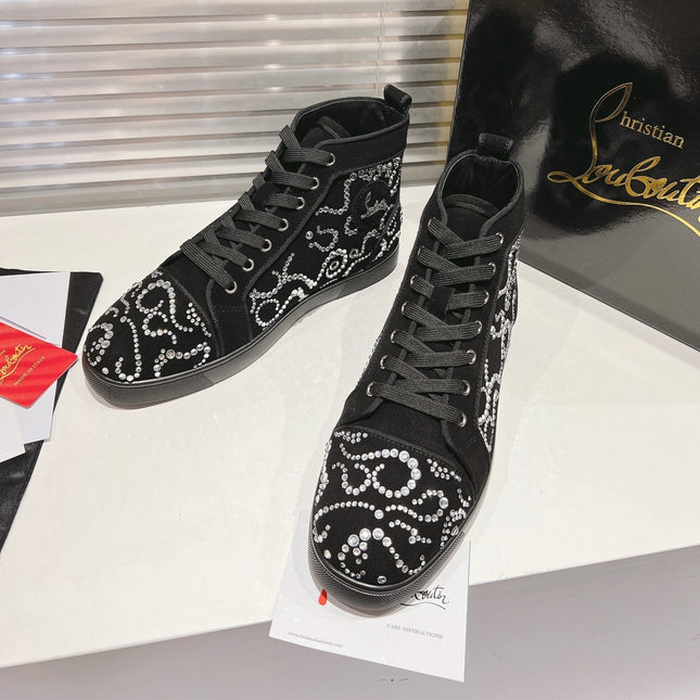 OCTOLOUIS STRASS STUDDED HIGH-TOP SNEAKERS IN BLACK VELVET