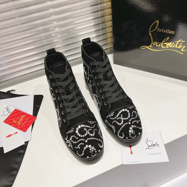 OCTOLOUIS STRASS STUDDED HIGH-TOP SNEAKERS IN BLACK VELVET