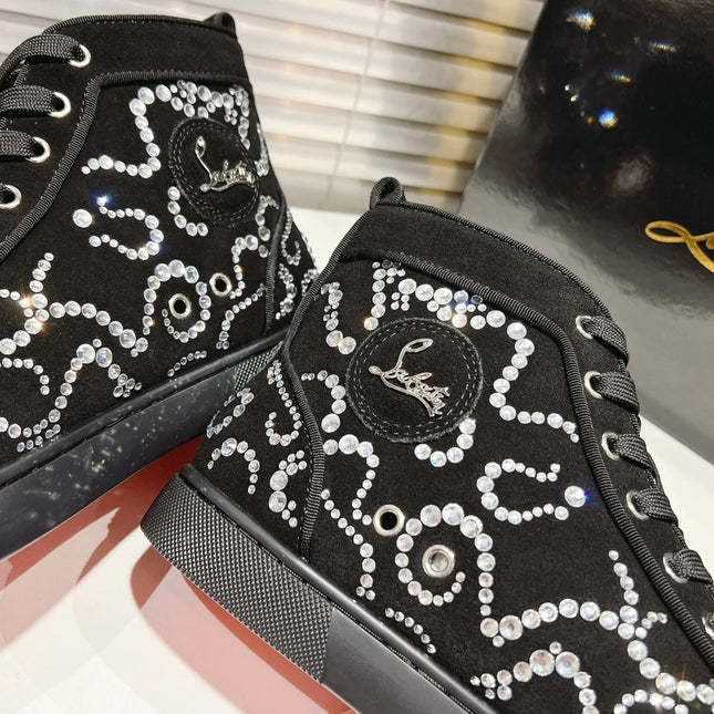 OCTOLOUIS STRASS STUDDED HIGH-TOP SNEAKERS IN BLACK VELVET