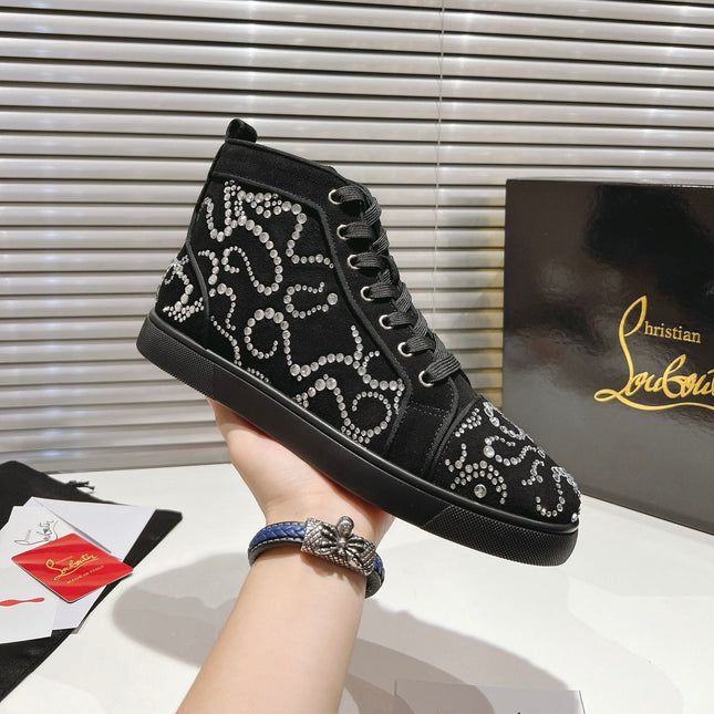 OCTOLOUIS STRASS STUDDED HIGH-TOP SNEAKERS IN BLACK VELVET