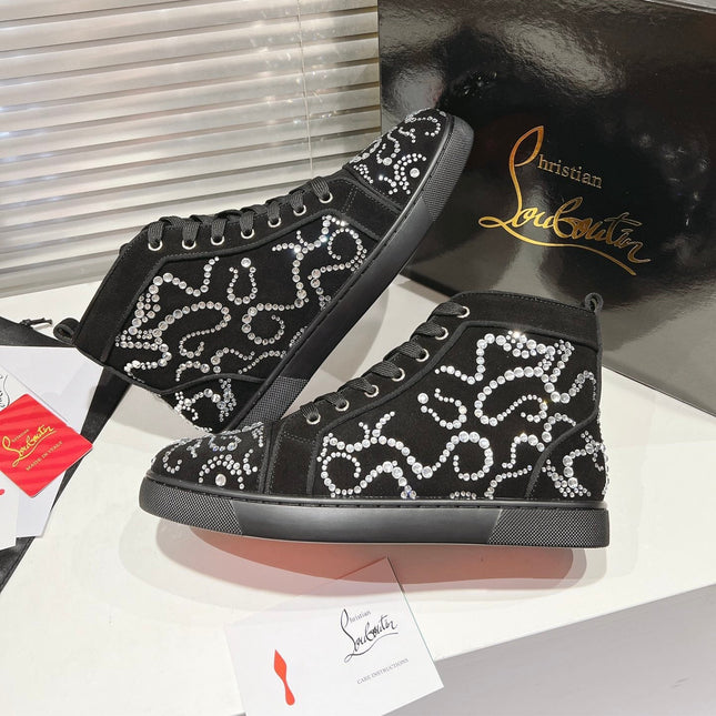 OCTOLOUIS STRASS STUDDED HIGH-TOP SNEAKERS IN BLACK VELVET