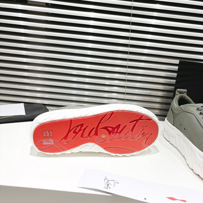 CHOUKARIO LOW-TOP THICK SOLE SNEAKERS IN SAGE GREEN FABRIC CREATIVE PRINT