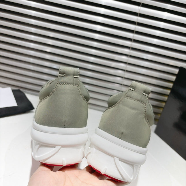 CHOUKARIO LOW-TOP THICK SOLE SNEAKERS IN SAGE GREEN FABRIC CREATIVE PRINT