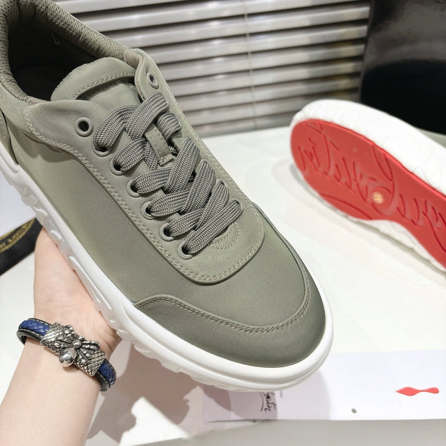 CHOUKARIO LOW-TOP THICK SOLE SNEAKERS IN SAGE GREEN FABRIC CREATIVE PRINT